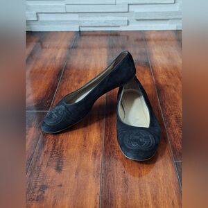 Gucci Black Suede GG Logo Ballet Flats IT 39 US 8.5 Classic